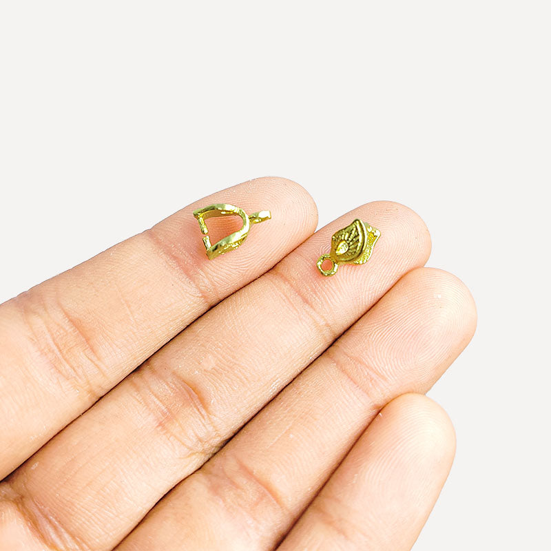 Leaf Shape Pendant Charm With Top Loop Handcrafted In India With 18K Gold Overlay Over Copper For Jewelry Making