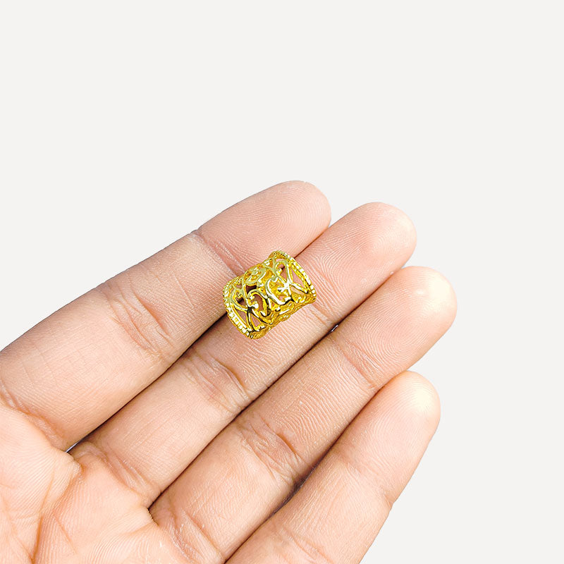 Designer cone-style filigree jewelry cap with 18K Gold Overlay Over Copper, handcrafted in India.