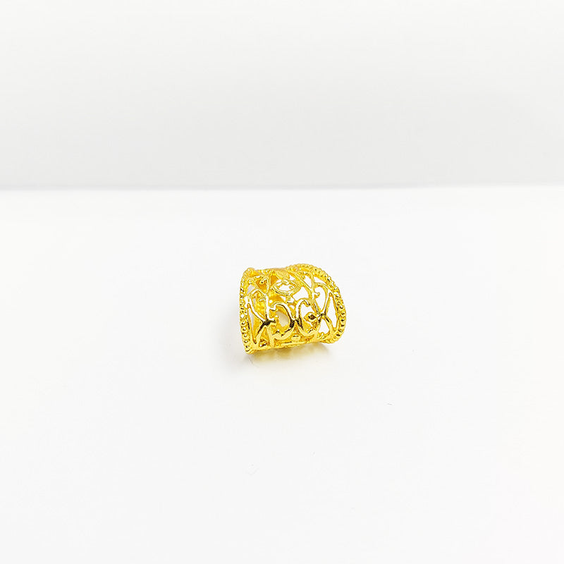 Designer cone-style filigree jewelry cap with 18K Gold Overlay Over Copper, handcrafted in India.