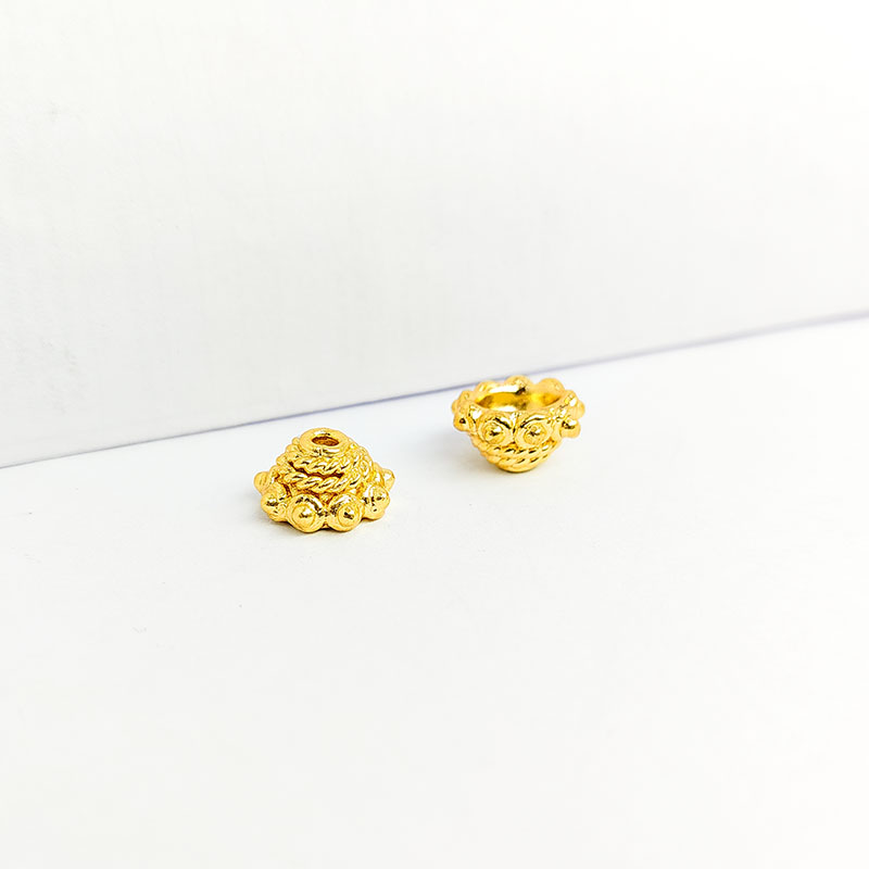 Decorative round bead cap with granulated detailing in 18K Gold Overlay Over Copper, handcrafted in India.