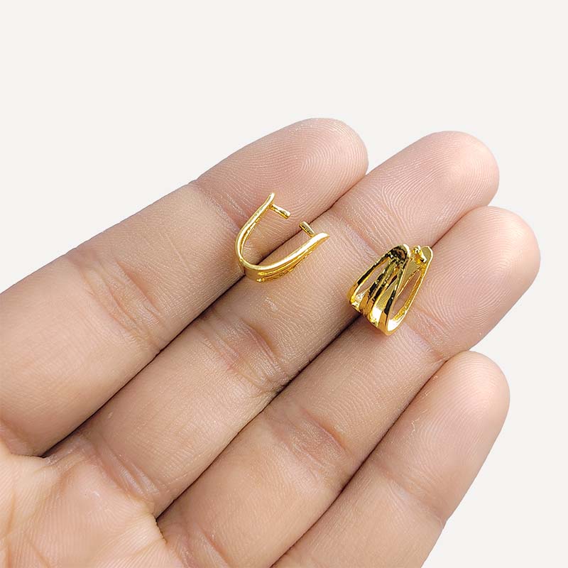 Minimal cone-style jewelry bail in 18K Gold Overlay Over Copper, handcrafted in India.