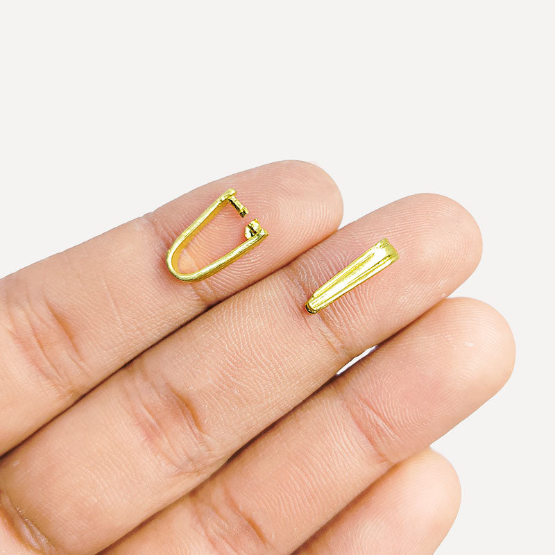Minimal straight pendant bail in 18K Gold Overlay Over Copper, handcrafted in India.