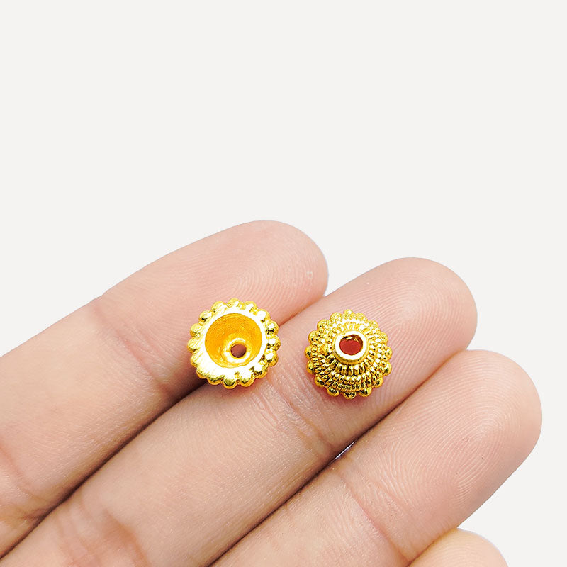 Floral dome bead cap in 18K Gold Overlay Over Copper, handcrafted in India.