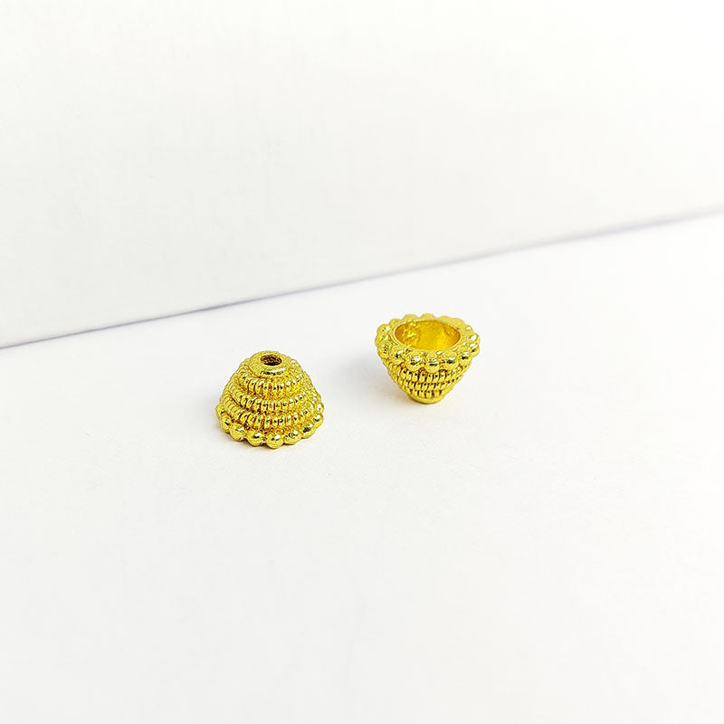Floral dome bead cap in 18K Gold Overlay Over Copper, handcrafted in India.