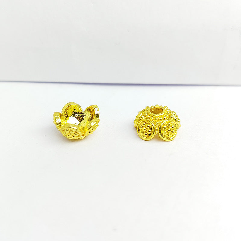 Decorative textured bead cap in 18K Gold Overlay Over Copper, handcrafted in India.