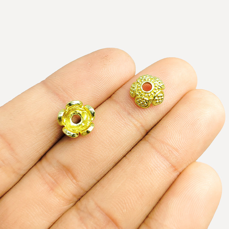 Decorative textured bead cap in 18K Gold Overlay Over Copper, handcrafted in India.