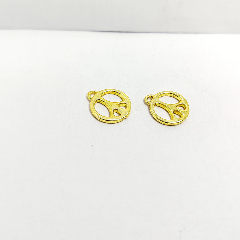 Little peace symbol charm in 18K Gold Overlay Over Copper, handcrafted in India.