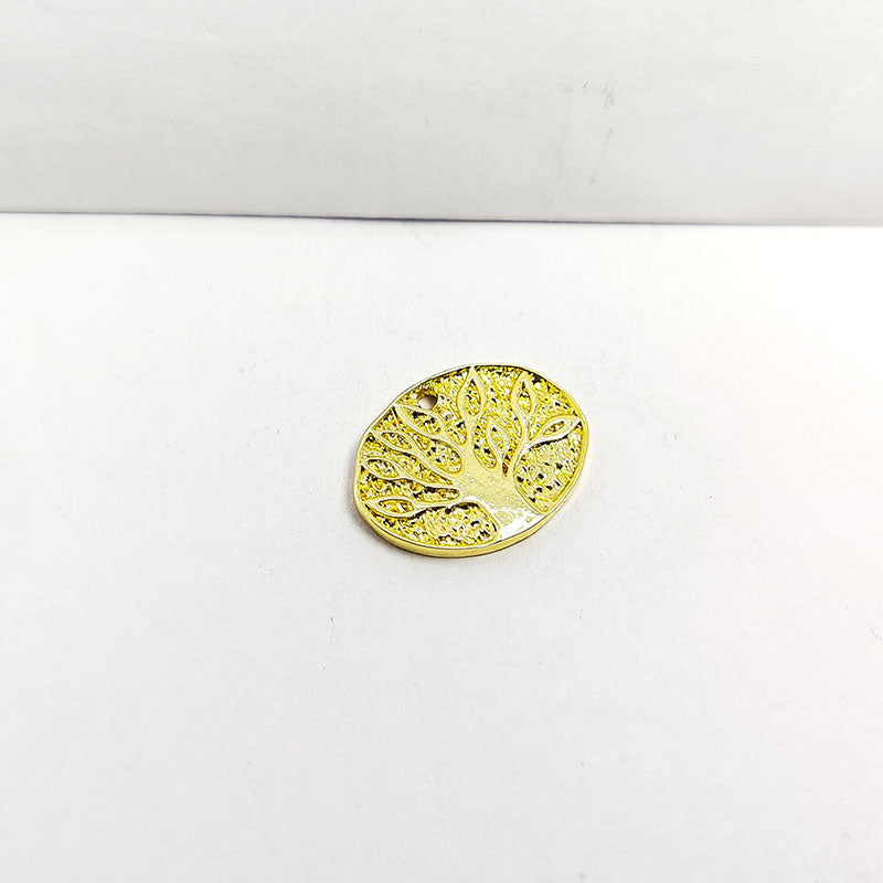 Tree of Life oval charm in 18K Gold Overlay Over Copper, handcrafted in India.