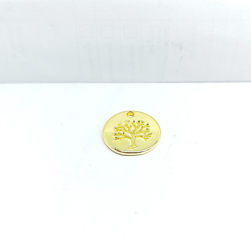Round Tree of Life charm in 18K Gold Overlay Over Copper, handcrafted in India.