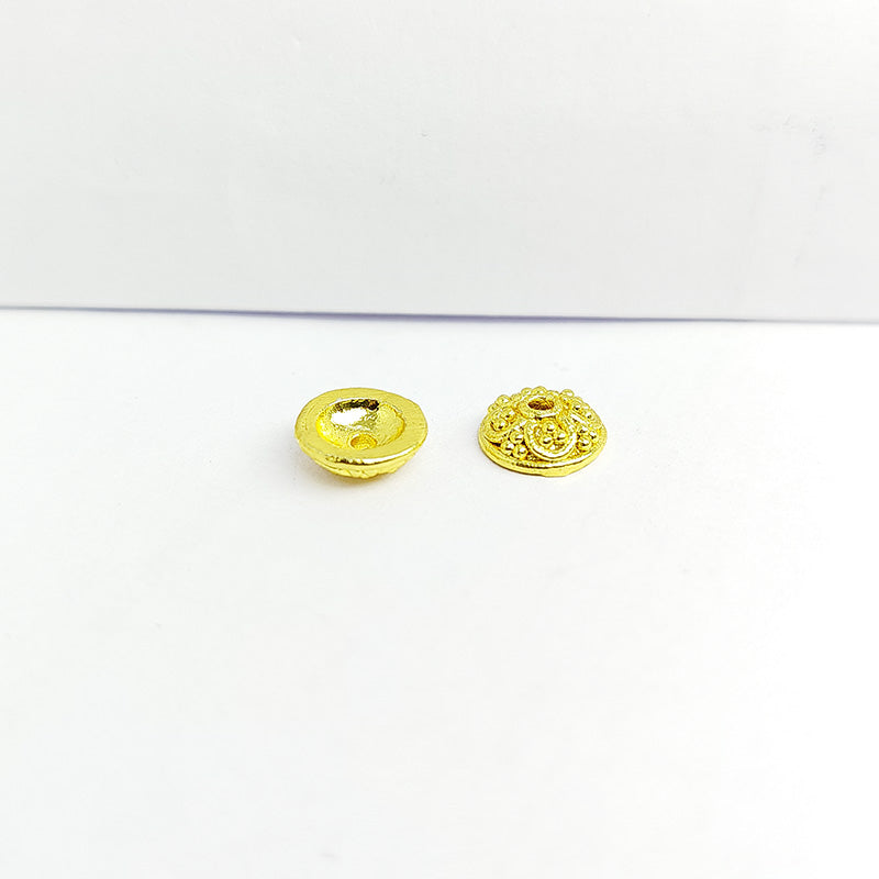 Handcrafted floral bead cap in 18K Gold Overlay over copper made in India for elegant jewelry designs