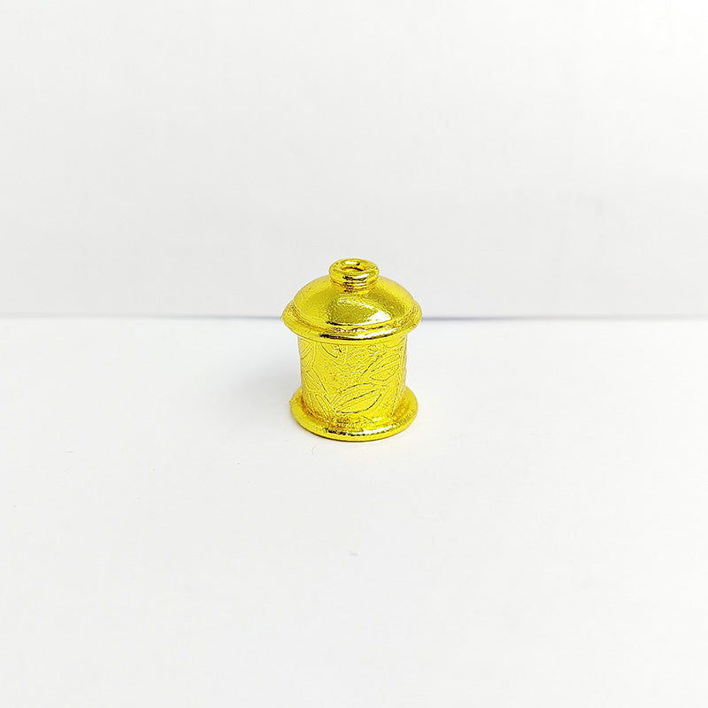 Engraved cylindrical bead end cap with 18K Gold Overlay Over Copper, handcrafted in India for elegant jewelry designs.