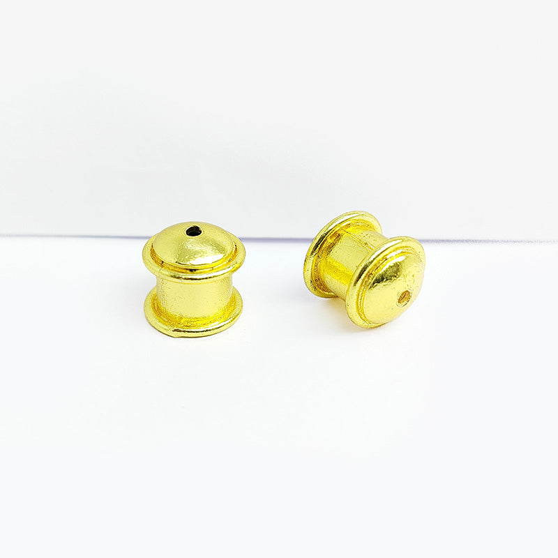 Smooth cylindrical bead end cap with 18K Gold Overlay Over Copper, handcrafted in India for elegant jewelry designs.
