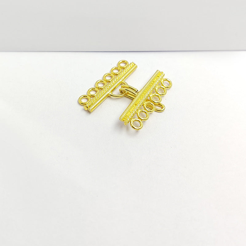 18K Gold Overlay Over Copper handcrafted multi strand clasp with 6 holes from India for jewelry making