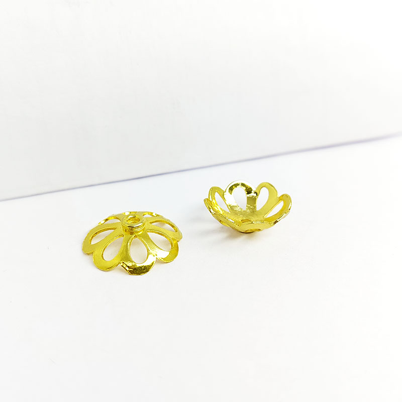Handcrafted 18K Gold Overlay floral bead caps over copper from India for DIY jewelry designs