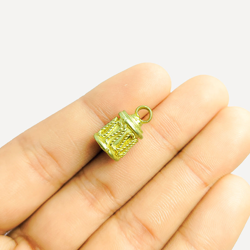 Handcrafted 18K Gold Overlay Over Copper decorative end caps with loop from India for DIY jewelry designs