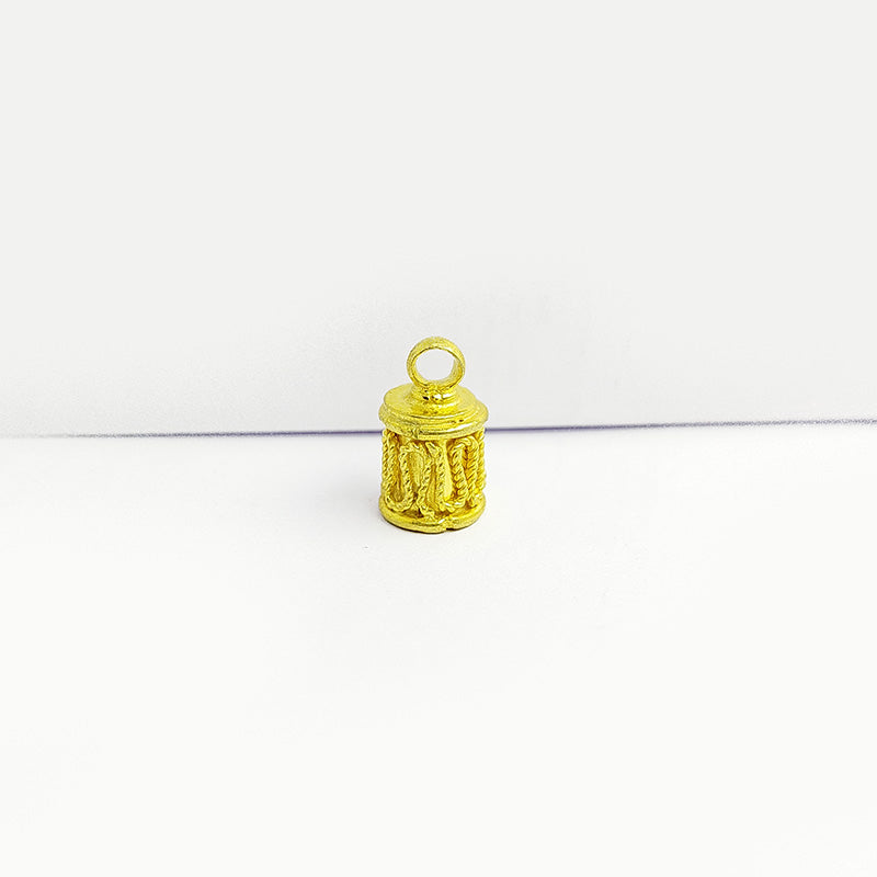 Handcrafted 18K Gold Overlay Over Copper decorative end caps with loop from India for DIY jewelry designs