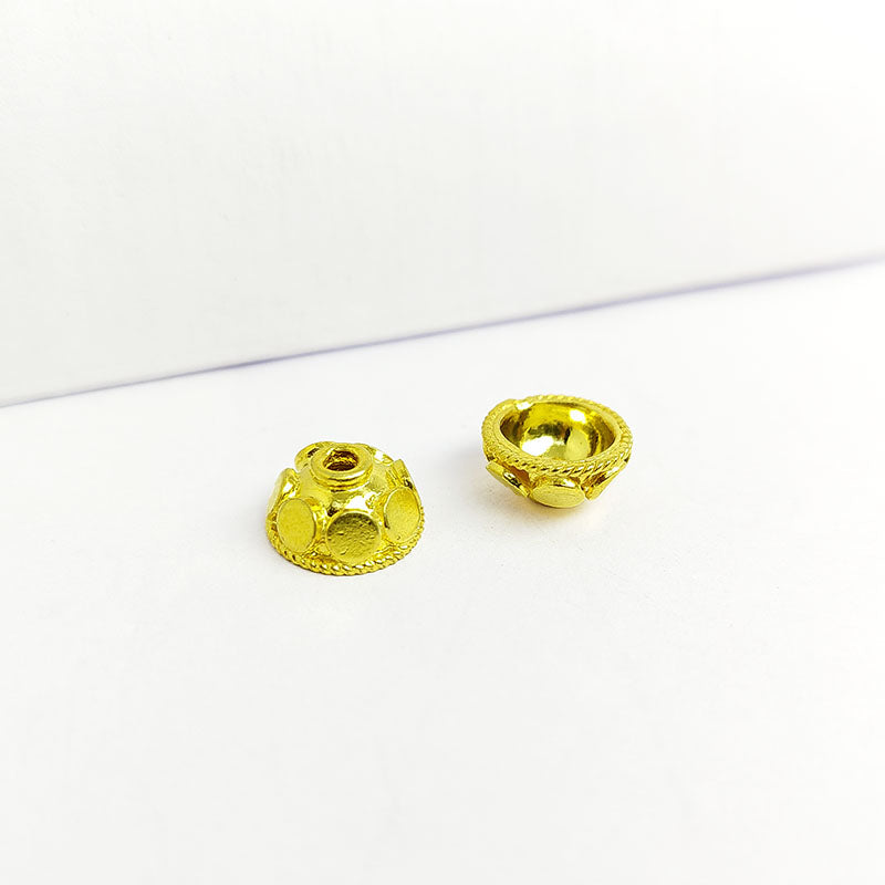 Handcrafted 18K Gold Overlay Over Copper decorative round bead caps from India for DIY jewelry designs