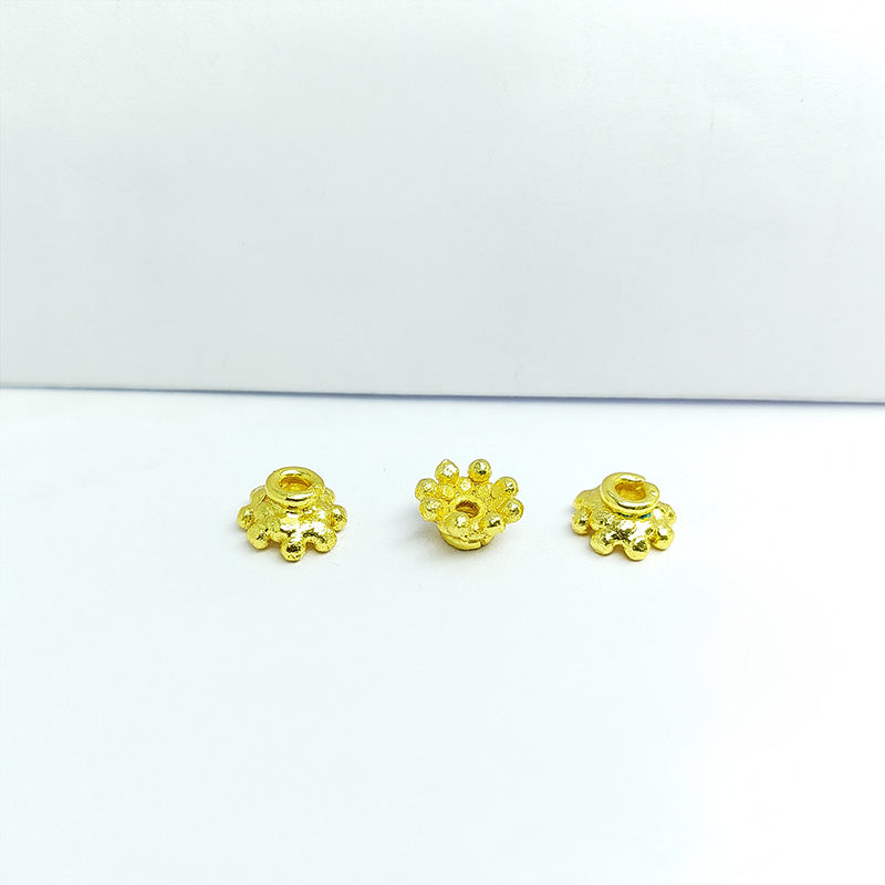 Handcrafted 18K Gold Overlay Over Copper decorative floral spacer beads from India for DIY jewelry designs