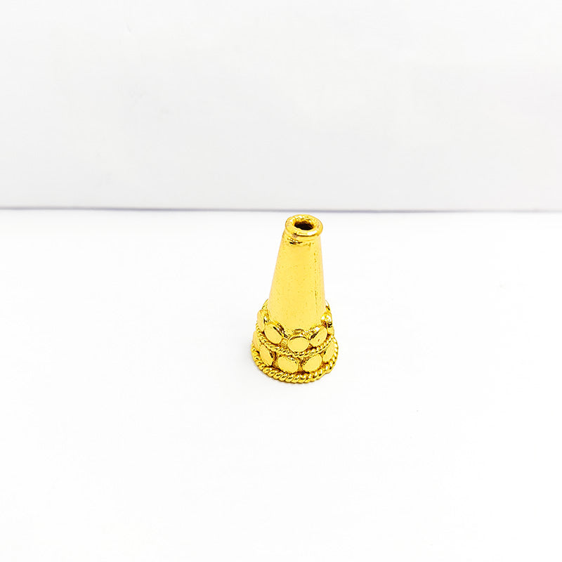 Handcrafted 18K Gold Overlay Over Copper decorative cone bead cap from India for DIY jewelry designs