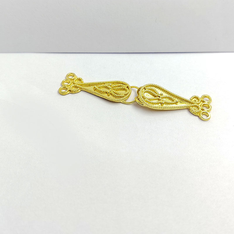 Handcrafted 18K Gold Overlay Over Copper multi strand decorative connector with 3 holes from India for DIY jewelry designs