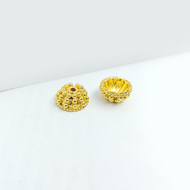Luxury decorative dome bead with floral inner detailing in 18K Gold Overlay Over Copper, handcrafted in India