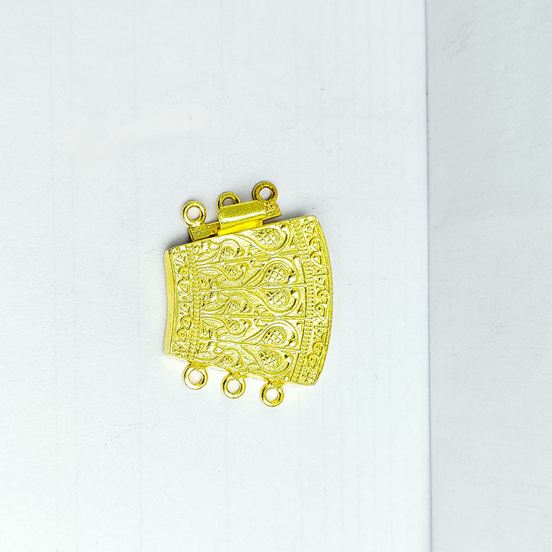 Luxury multi strand clasp with 3 holes in 18K Gold Overlay Over Copper, handcrafted jewelry finding from India