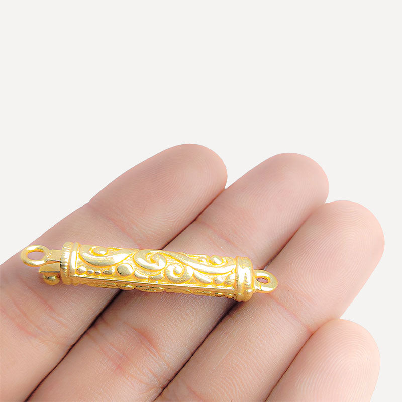 Luxury single hole multi strand clasp in 18K Gold Overlay Over Copper, handcrafted jewelry finding from India