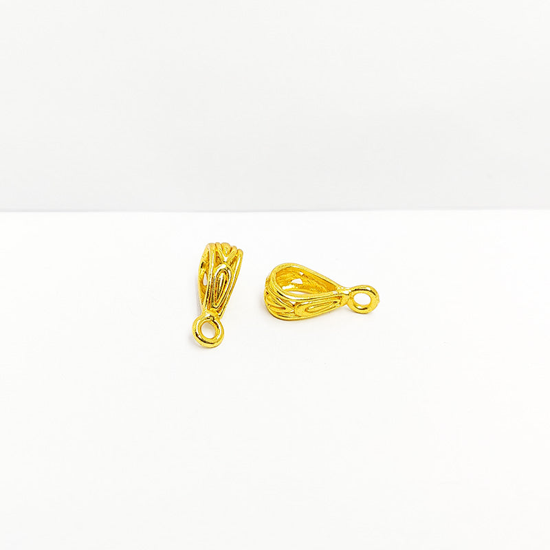 Luxury decorative pendant bail with single loop in 18K Gold Overlay Over Copper, handcrafted jewelry finding from India