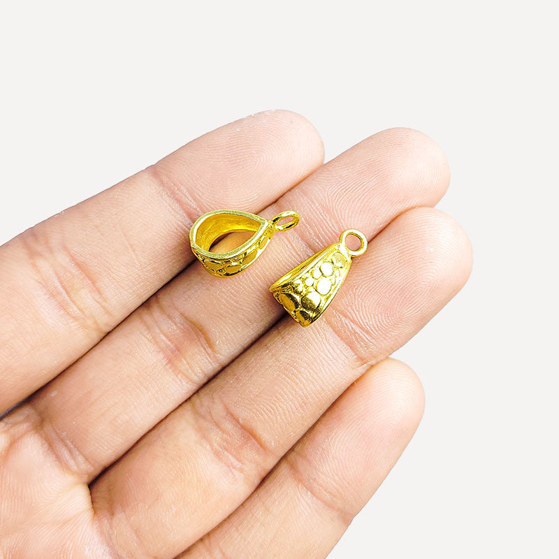 Luxury bubble texture pendant bail in 18K Gold Overlay Over Copper, handcrafted jewelry finding from India