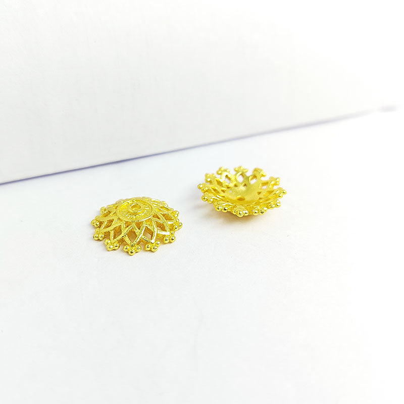 Traditional round floral filigree jewelry connector made in 18K Gold Overlay Over Copper handcrafted in India