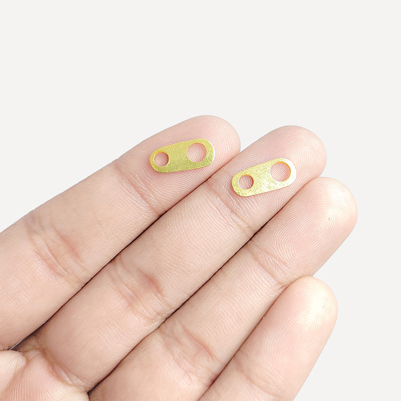 Minimal oval chain tab with 2 holes made in 18K Gold Overlay Over Copper handcrafted in India