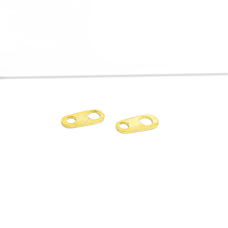Minimal oval chain tab with 2 holes made in 18K Gold Overlay Over Copper handcrafted in India