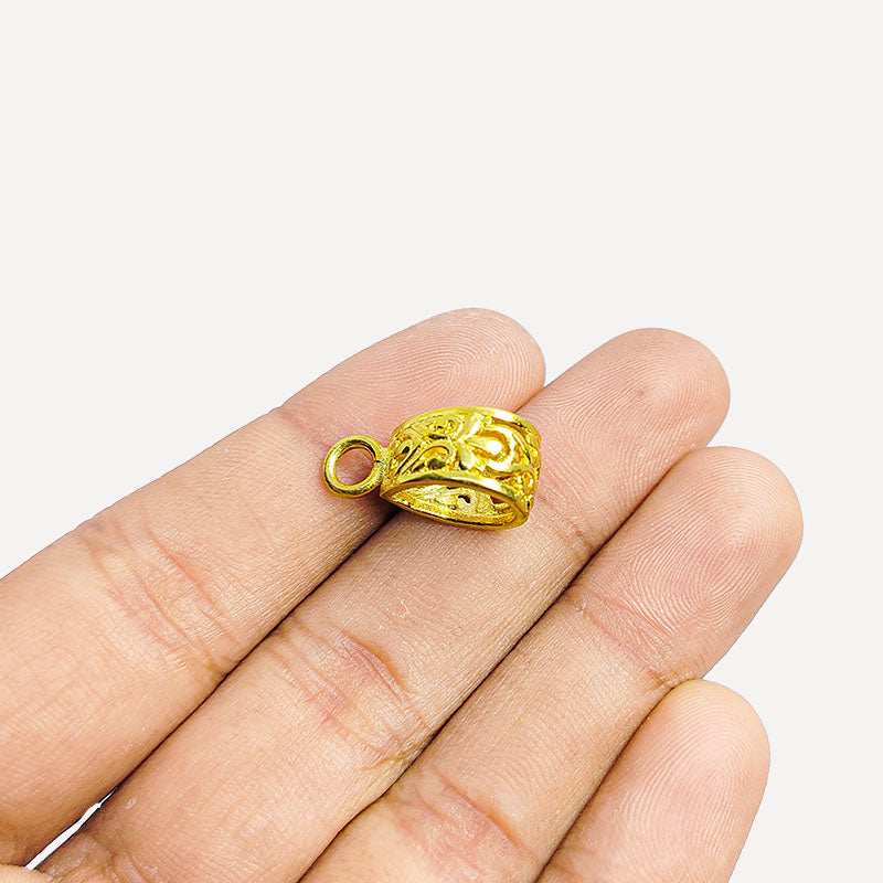 Traditional engraved pendant bail with bottom loop made in 18K Gold Overlay Over Copper handcrafted in India
