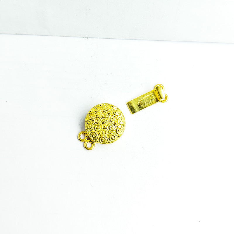 Elegant round swirl multi strand magnetic clasp with 2 hole, 18K Gold Overlay Over Copper, handcrafted in India.