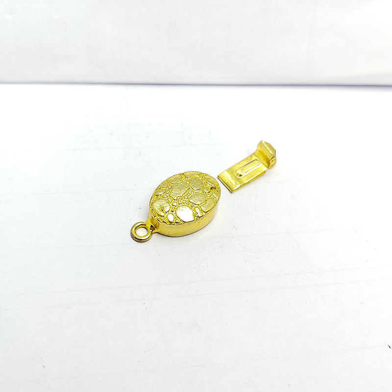 Elegant oval turtle shell magnetic clasp with 1 hole, 18K Gold Overlay Over Copper, handcrafted in India.