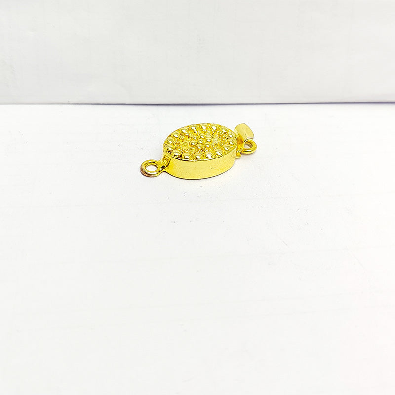 Elegant oval studded magnetic clasp with 1 hole, 18K Gold Overlay Over Copper, handcrafted in India.