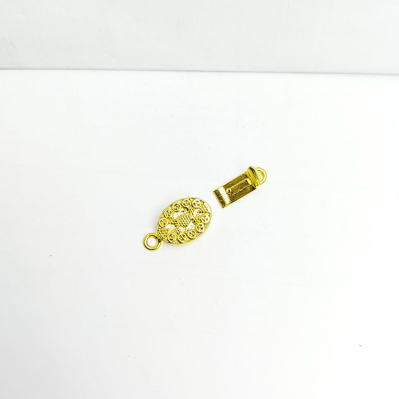 Elegant oval stud border magnetic clasp with 1 hole, 18K Gold Overlay Over Copper, handcrafted in India.