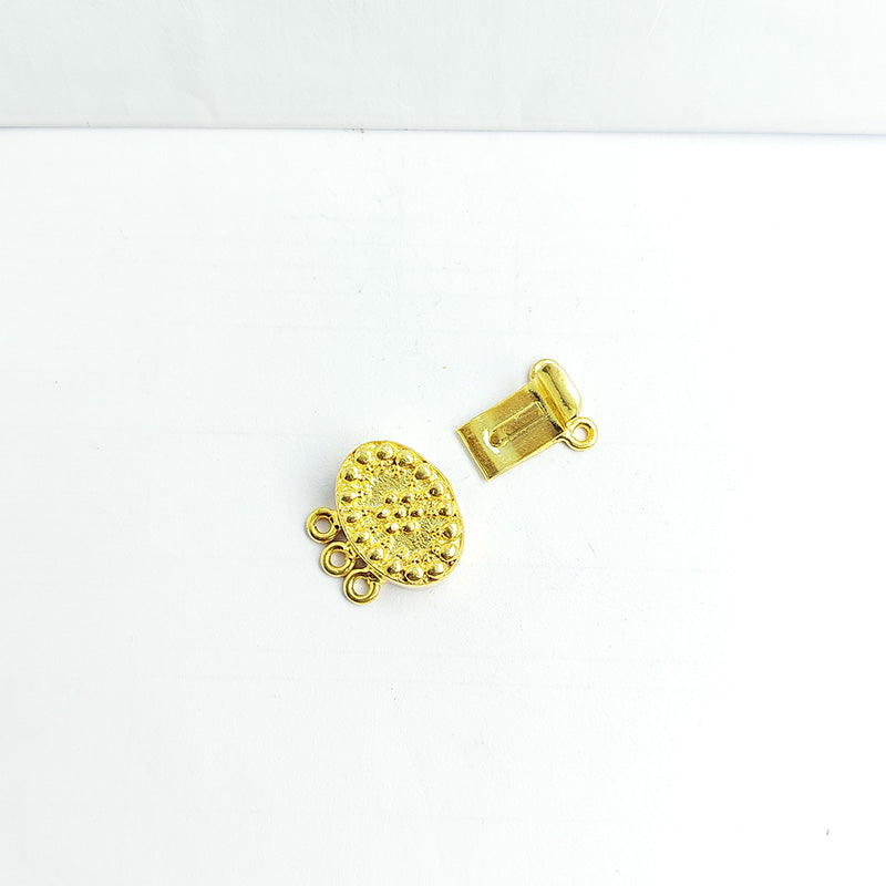 Elegant oval studded multi strand magnetic clasp with 3 hole, 18K Gold Overlay Over Copper, handcrafted in India.