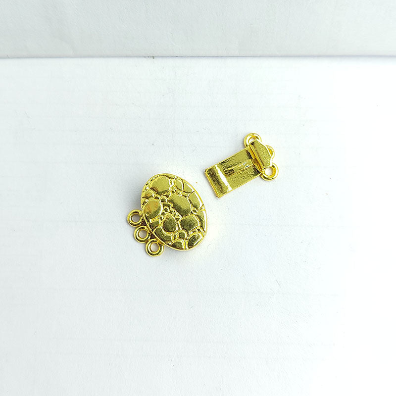 Elegant oval turtle shell multi strand magnetic clasp with 3 hole, 18K Gold Overlay Over Copper, handcrafted in India.