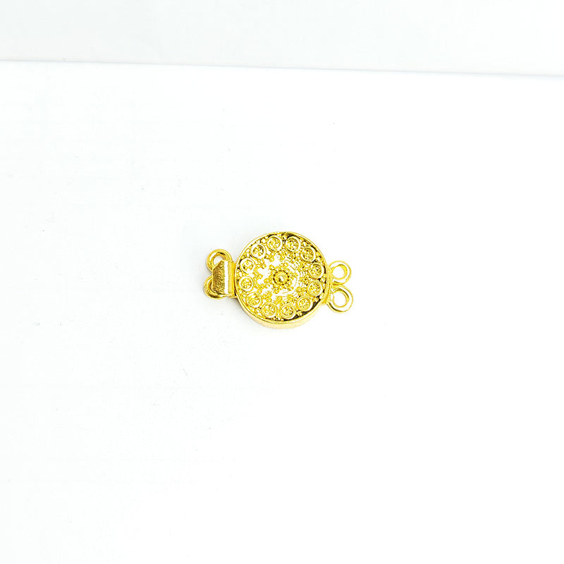 Elegant round stud border multi strand magnetic clasp with 2 hole, 18K Gold Overlay Over Copper, handcrafted in India.