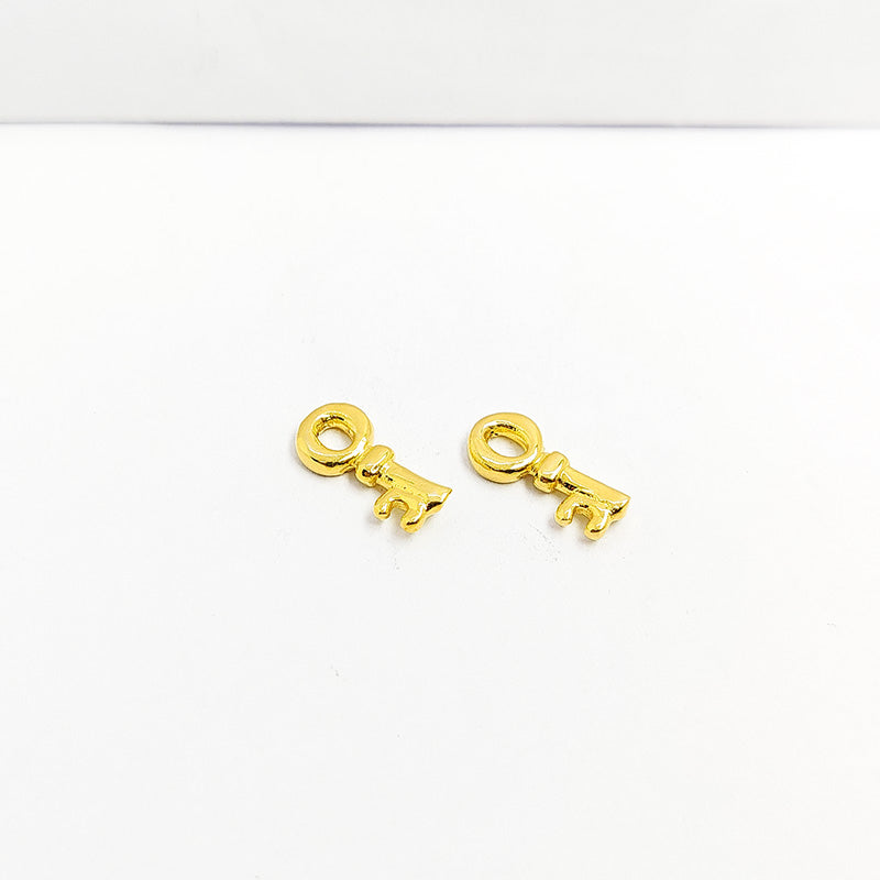 18K Gold Overlay Over Copper elegant key charm handcrafted in India for necklaces and bracelets