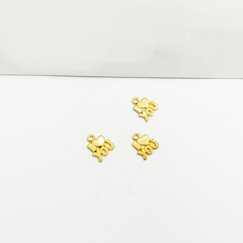 18K Gold Overlay Over Copper I Love You heart charm handcrafted in India for romantic jewelry