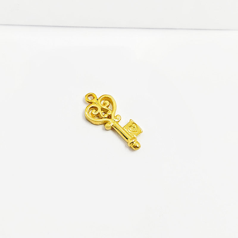 Antique style key necklace crafted with 18K Gold Overlay Over Copper, handcrafted statement jewelry from India.