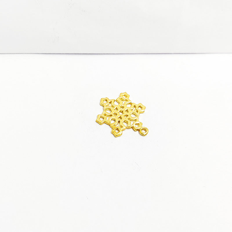 Geometric floral pendant crafted with 18K Gold Overlay Over Copper, handcrafted ethnic jewelry from India.