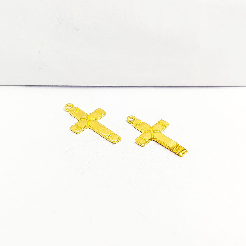Minimal cross pendant crafted with 18K Gold Overlay Over Copper, handcrafted faith jewelry from India.