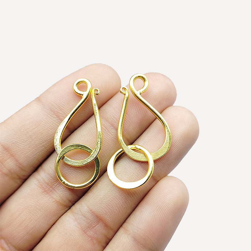 S hook jewelry clasp crafted with 18K Gold Overlay Over Copper, handcrafted jewelry finding from India.