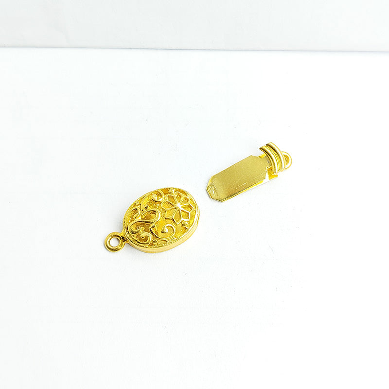 Oval floral connector crafted with 18K Gold Overlay Over Copper, handcrafted decorative jewelry component from India.