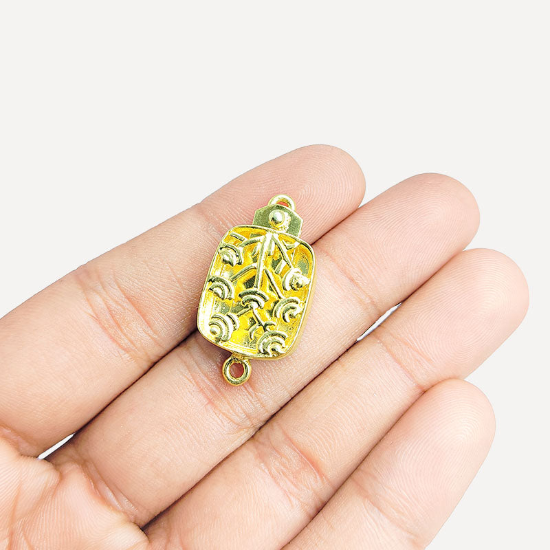 Rectangular decorative jewelry clasp crafted with 18K Gold Overlay Over Copper, handcrafted closure from India.