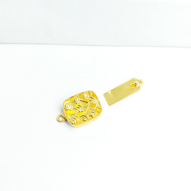Rectangular decorative jewelry clasp crafted with 18K Gold Overlay Over Copper, handcrafted closure from India.