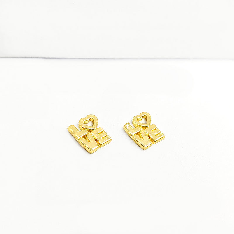 LOVE heart letter jewelry charm crafted with 18K Gold Overlay Over Copper, handcrafted romantic charm from India.